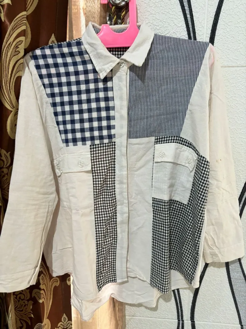Kemeja Patchwork Motif Kotak-Kotak photo 1