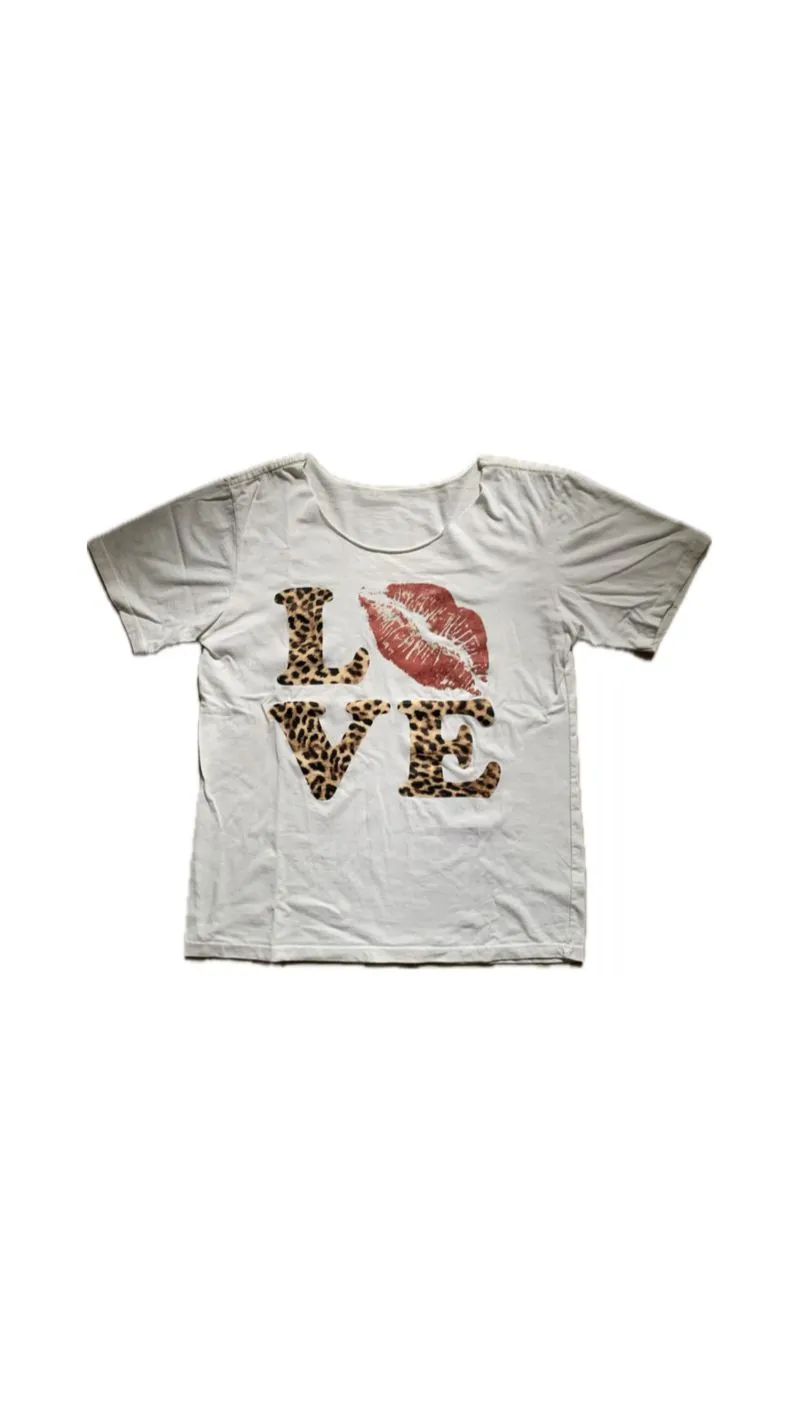 Love Leopard Off Shoulder T-Shirt Y2K photo 1