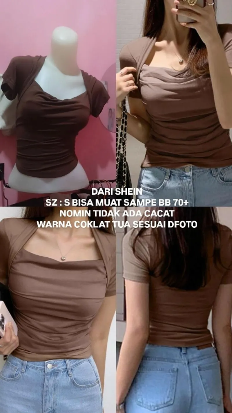 Croptop shein warna coklat tua photo 1
