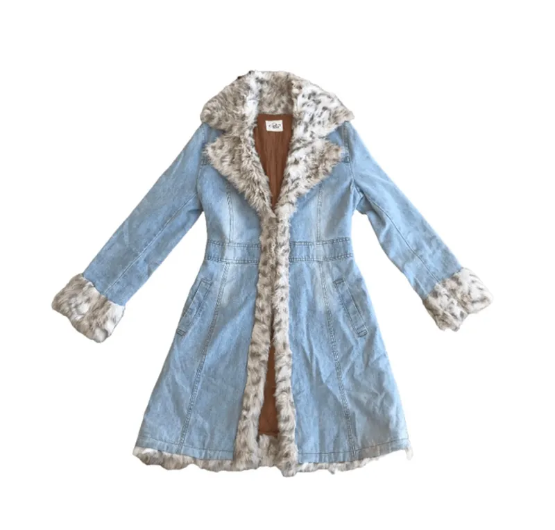 Fur coat Wanita multicolor blue photo 1