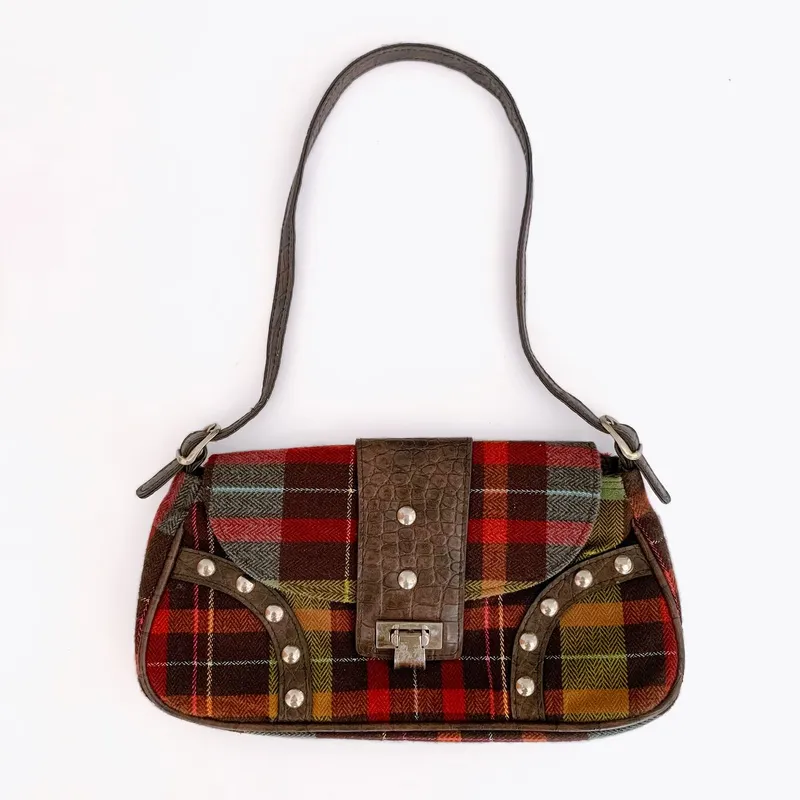 Christian Tilon Y2K Shoulder bag Wanita red brown yellow photo 1