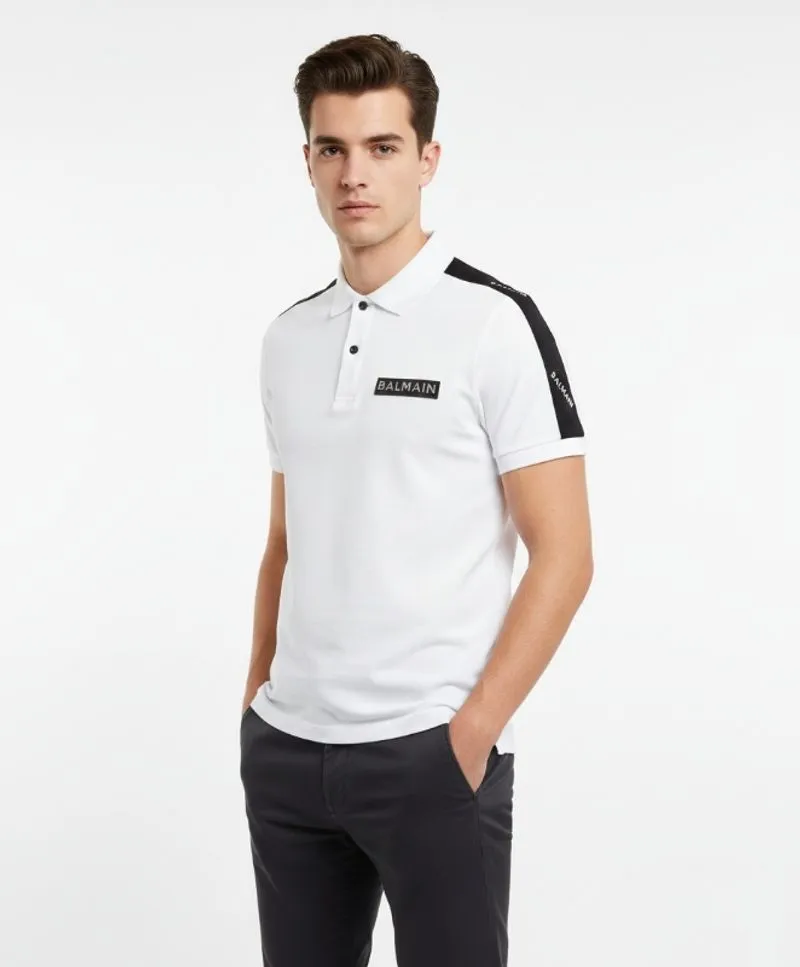 Kaos polo shirt BALMAIN White Tapped Path Bordir Size XXL photo 1