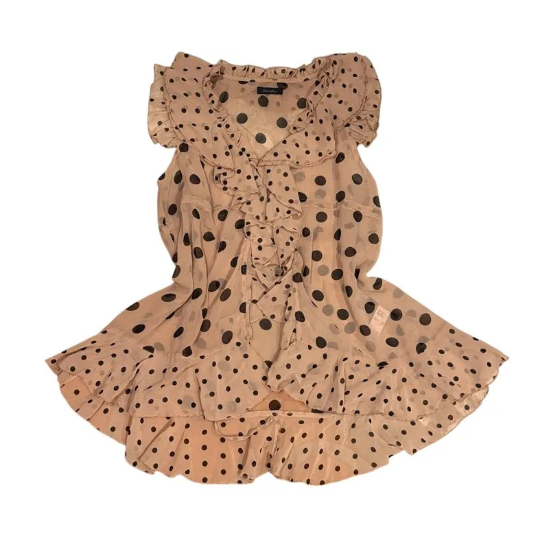 Vintage Polkadot See Through Bohemian Chic Ruffled Boho Dres photo 1