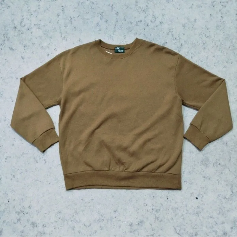 crewneck pria murah LOW SLOW sweater coklat polos murah bagu photo 1