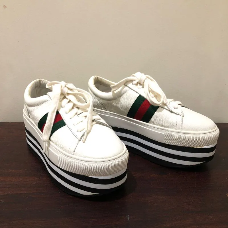 Gucci Sepatu Putih Platform Kulit White Shoes Sneakers photo 1