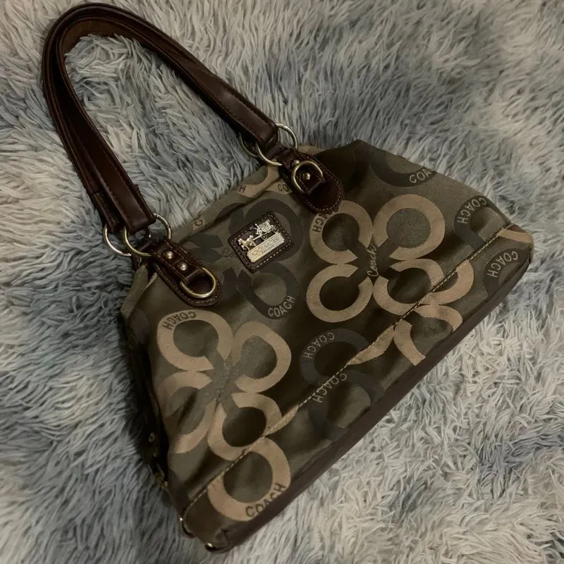 Original Vintage Y2k Coach Handbag Signature Brown Sateen photo 1