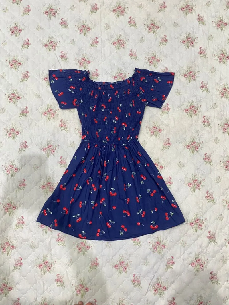 Minidress navy cherry strawberry smoke coquette cute rare photo 1