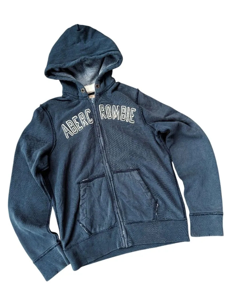 Abercrombie & fitch distressed grunge embroidery zip hoodie photo 1