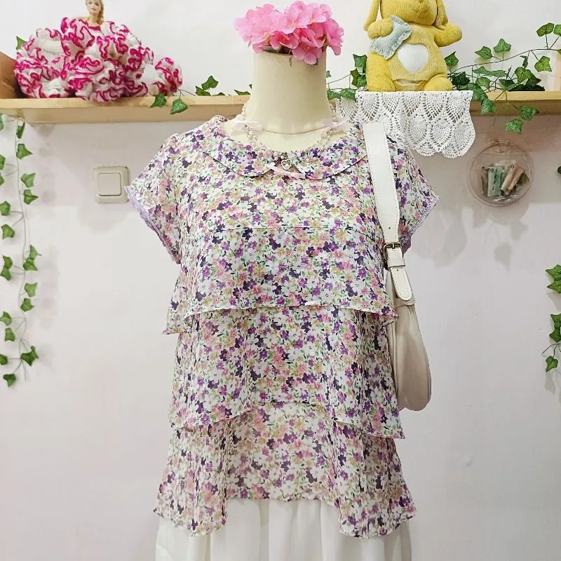 Chiffon Floral Layer Top – Coquette / Morikei / Kawaii Sweet photo 1