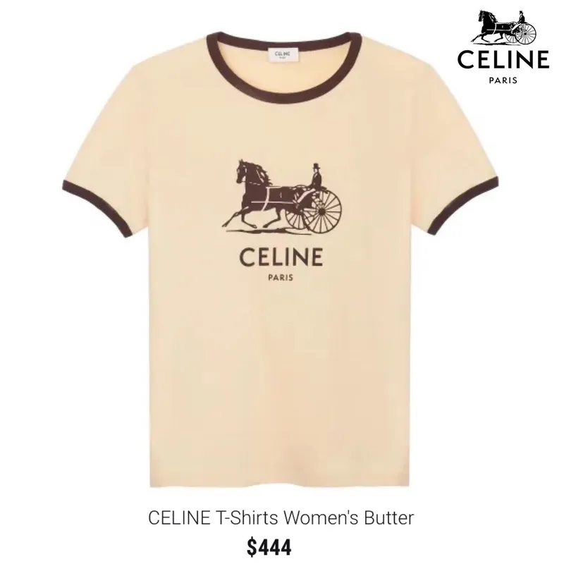 CELINE Luxury T-shirt Wanita tan Preloved