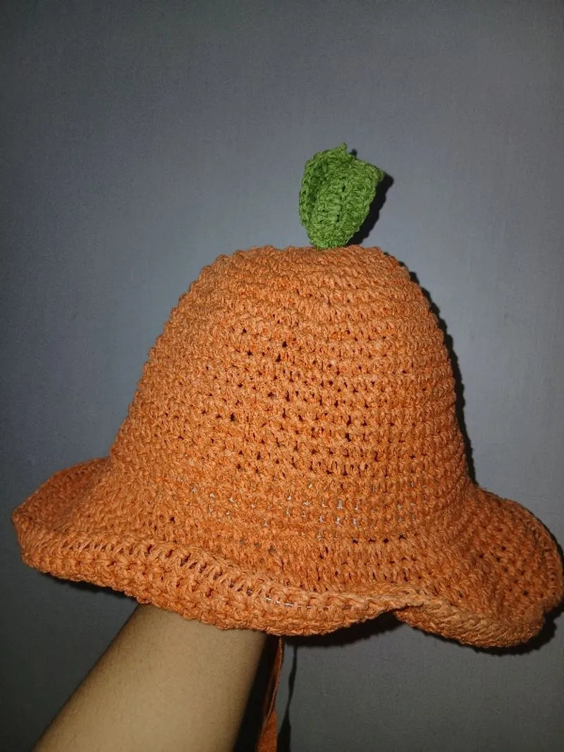 Bucket Hat Rajut/Topi Pantai/Topi Jeruk photo 1
