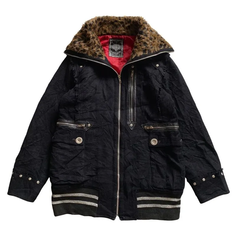 ALGONQUINS High Neck Fur Zip Wool Jacket photo 1