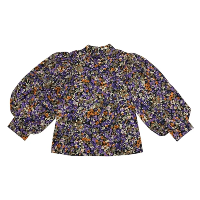 BNWT Stradivarius Purple Floral Big Puff Sleeves Blouse  photo 1
