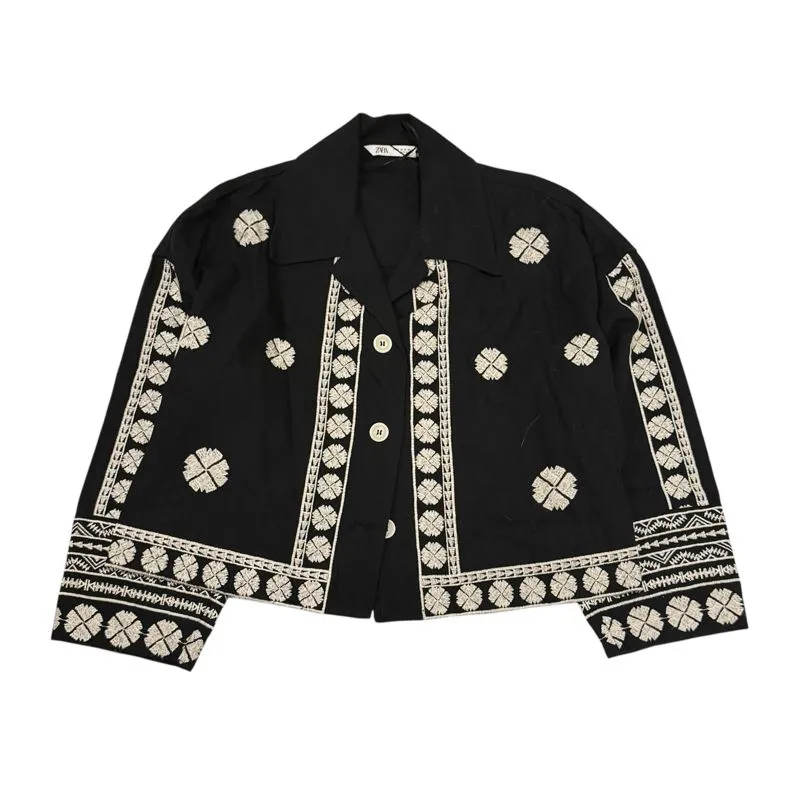 BNWT Black Zara Traditional Ethnic Stitch Embroidery Collare photo 1
