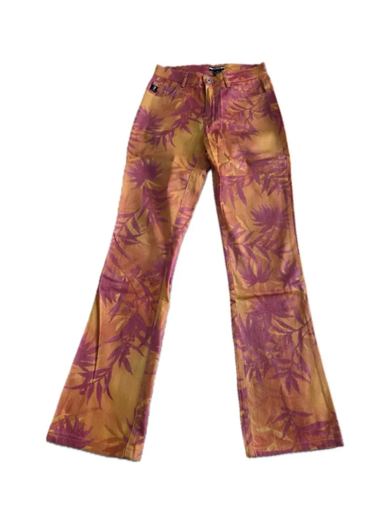 Guess USA Y2K Vintage Floral Tropical Print Flare Jeans  photo 1