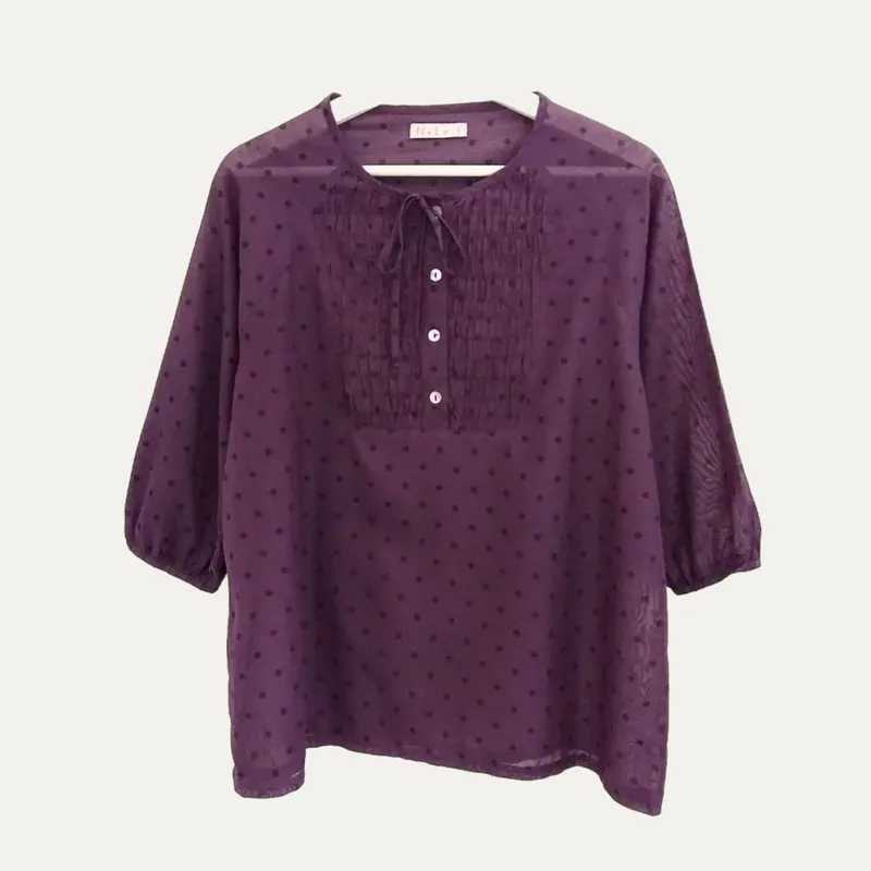 Casual Blouse Wanita purple black photo 1