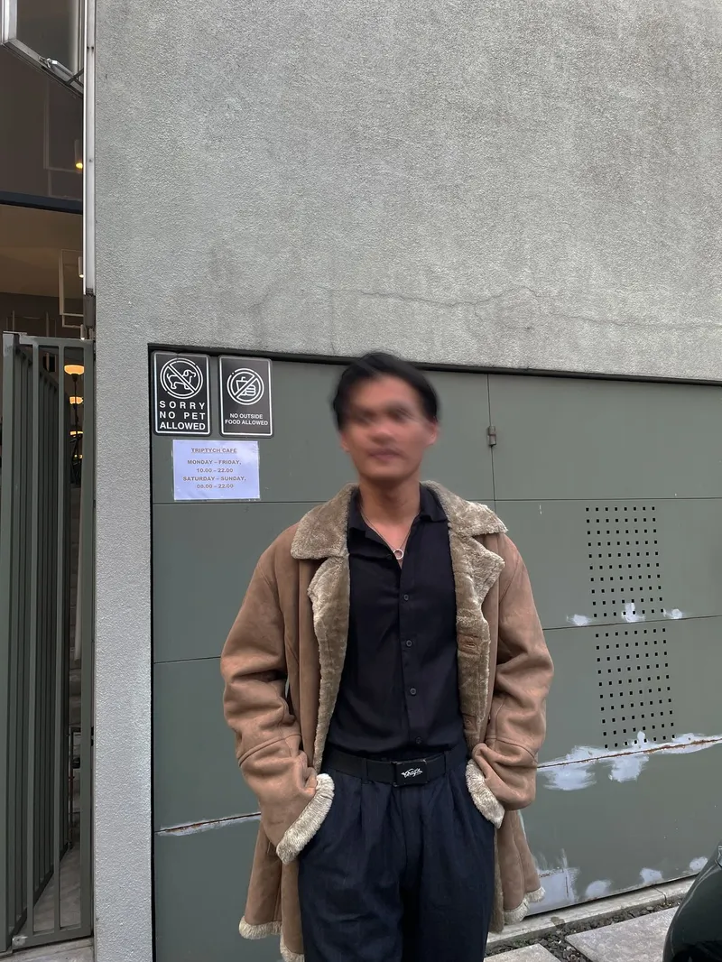 Fur coat Pria tan khaki photo 1