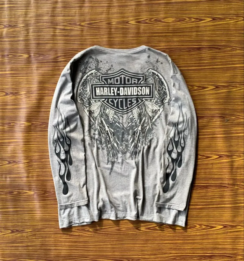 Longsleeve Harley Davidson Flame Vintage photo 1