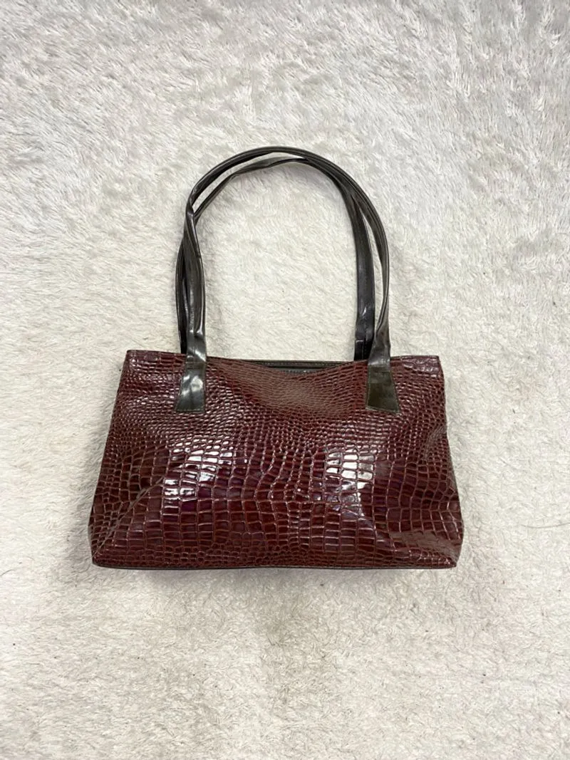 Brown croco bag photo 1