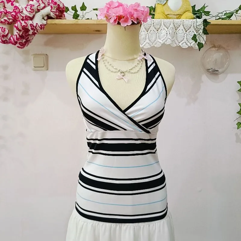 Jean & Louis Halter Striped Tank | Y2K • Coquette Sporty • H photo 1