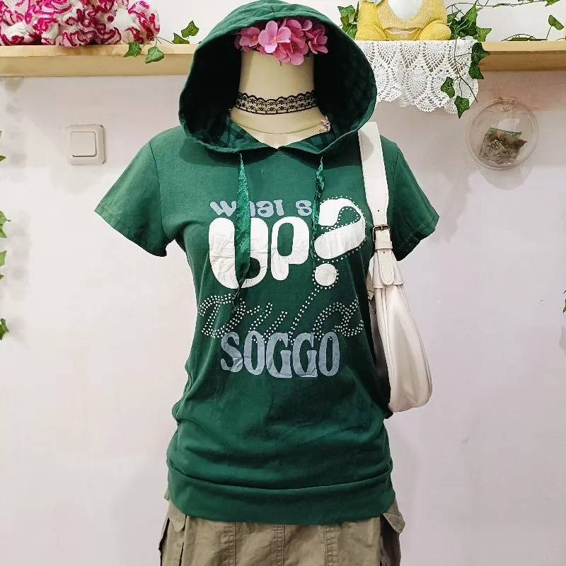 Hoodie Tee Green | Y2K • Harajuku Street • Grunge Casual photo 1