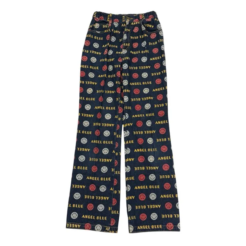 Angel Blue Japan Full Print Smiley Denim Pants Jeans  photo 1
