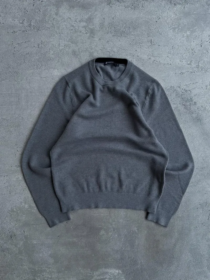 Hangten knitwear vintage basic waffle sweater photo 1