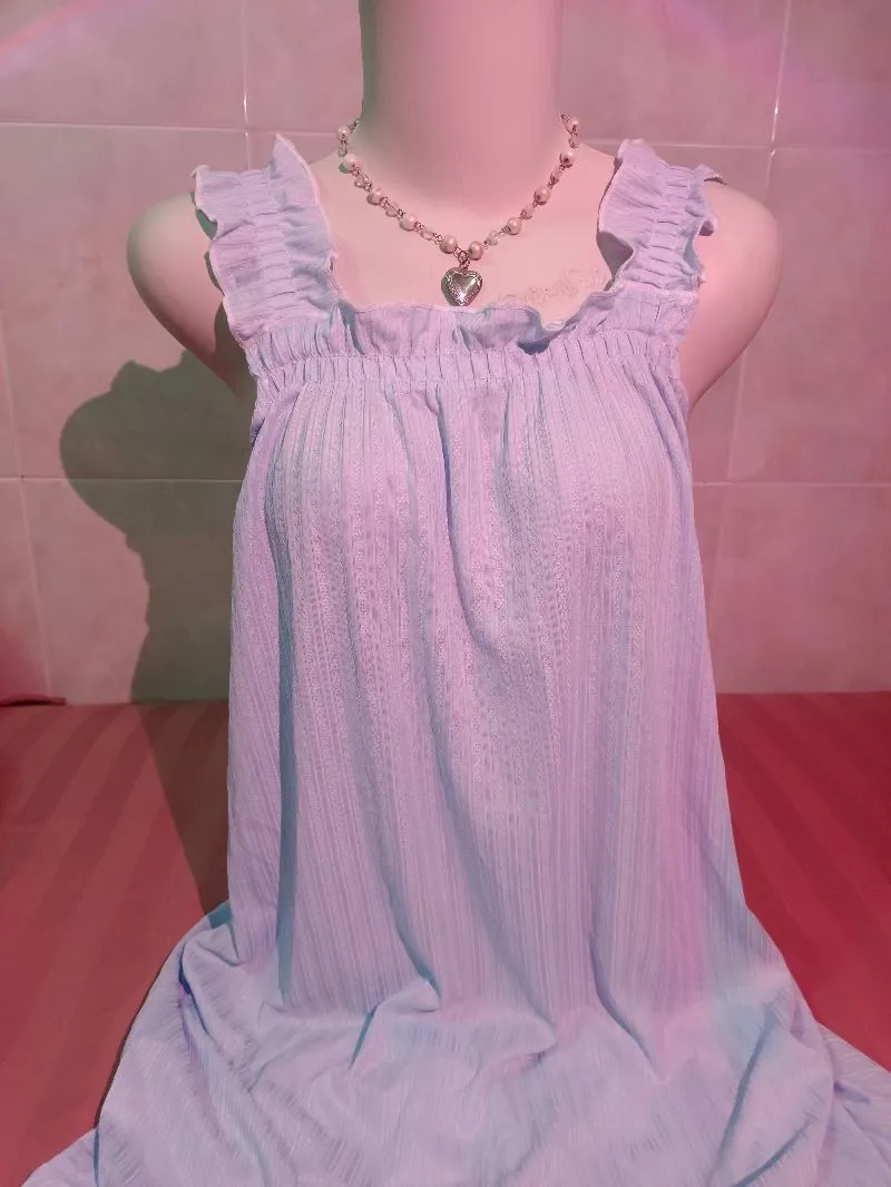 A soft blue ruffle sleep dress daster tidur photo 1