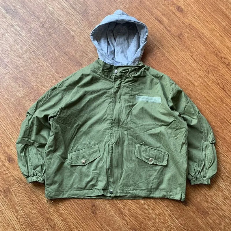 KOREAN MILITARY BOXY JACKET ada hoodie bisa lepas pasang  photo 1