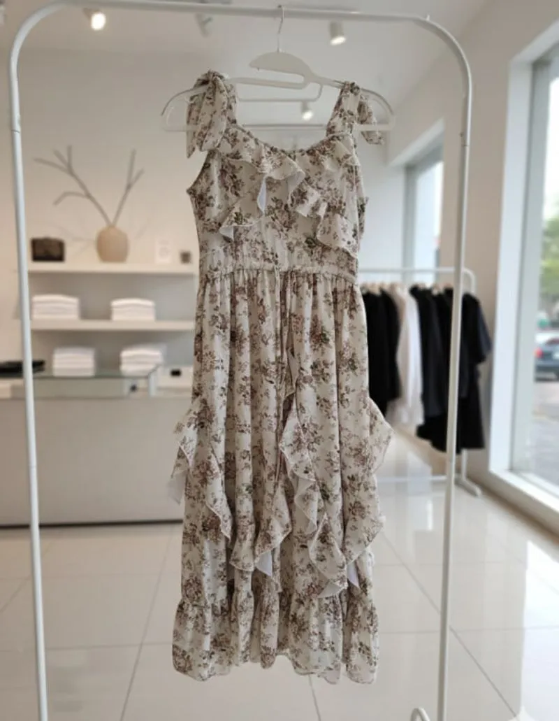 Set Dress Floral + Bolero Krem photo 1