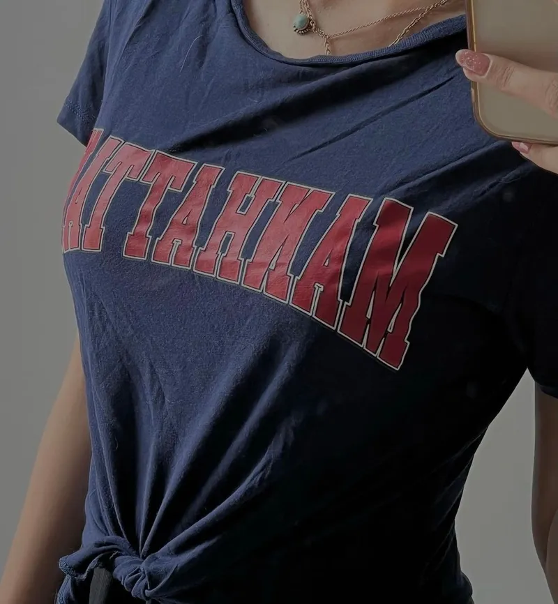 H&M Crop top Wanita navy black photo 1