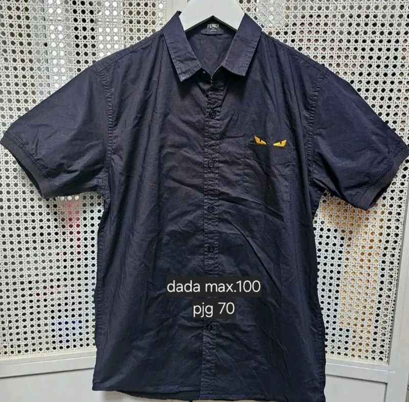 Kemeja fendi katun hitam pria baju atasan shirt man photo 1