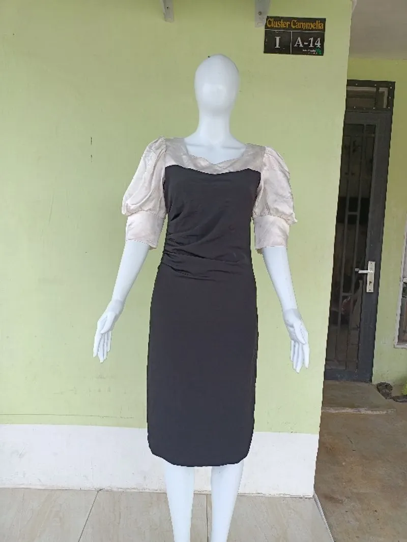 DRESS LENGAN BALON MEWAH SATIN photo 1