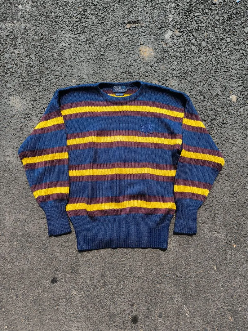 Striped Wool Sweater — Polo Ralph Lauren Embroidered Logo photo 1