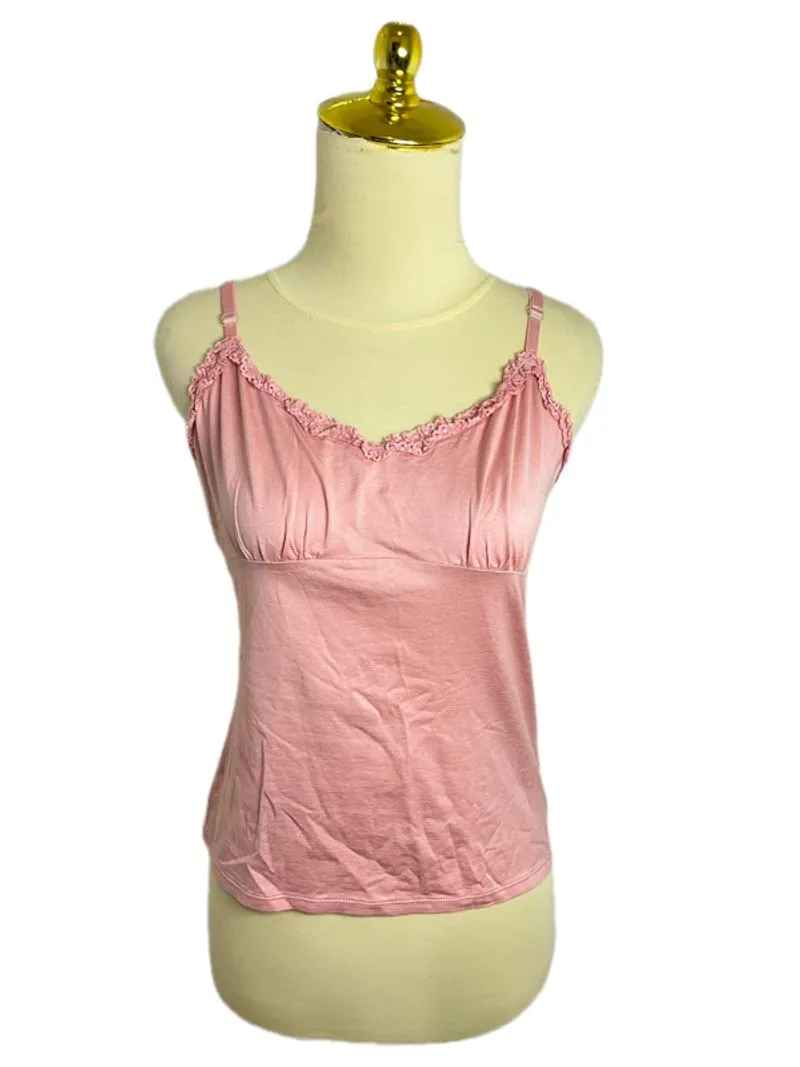 soft baby pink flower tanktop lace v neck coquette princess  photo 1