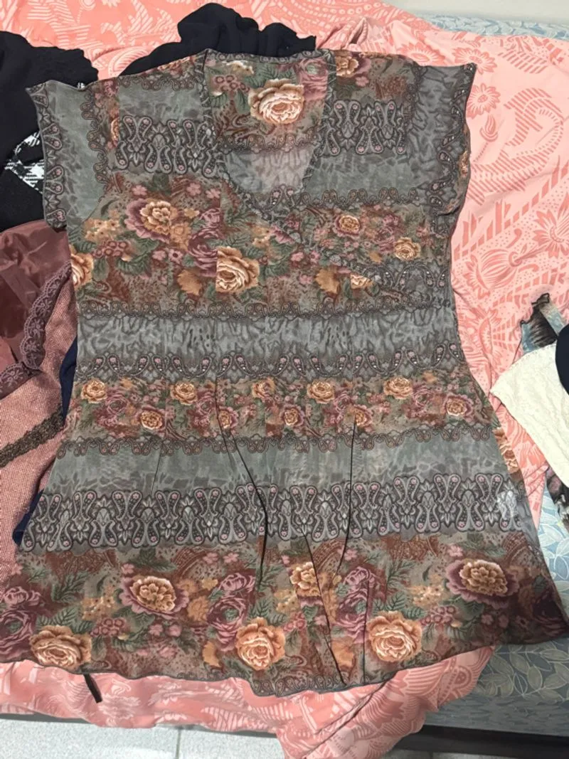 wrap kimono style floral top photo 1