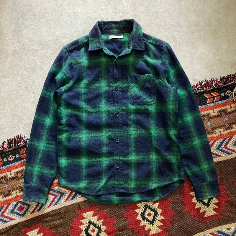 Japanese brand Vintage Casual Casual shirt Pria green black photo 1