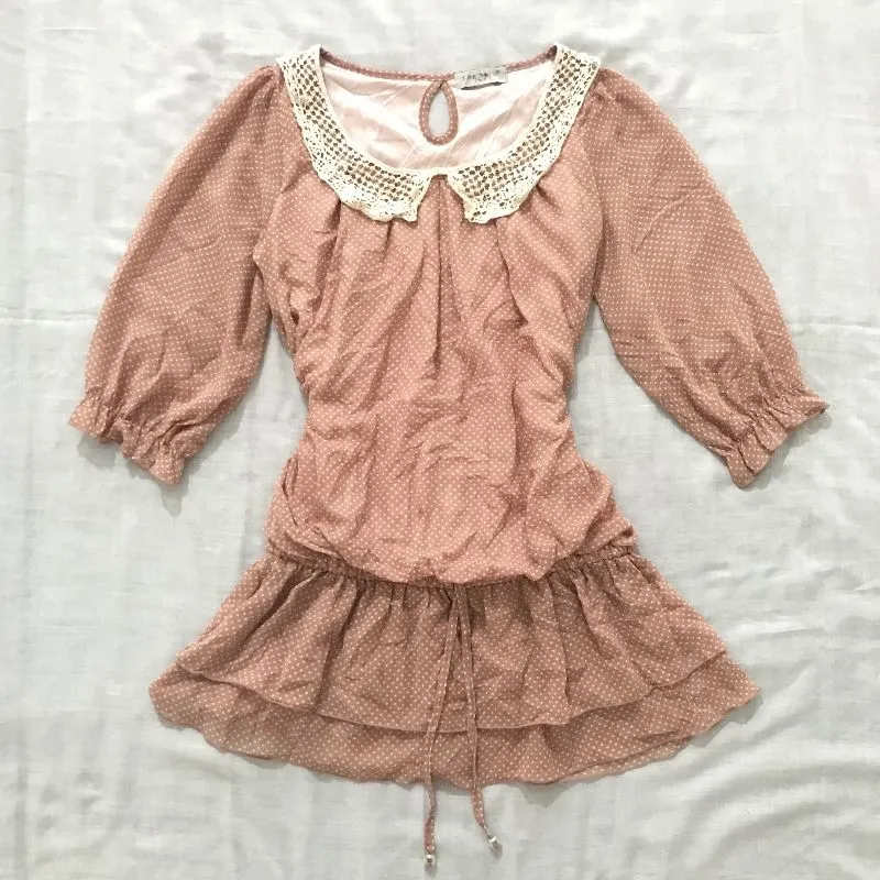 theoria pink babydoll polka dot blouse photo 1