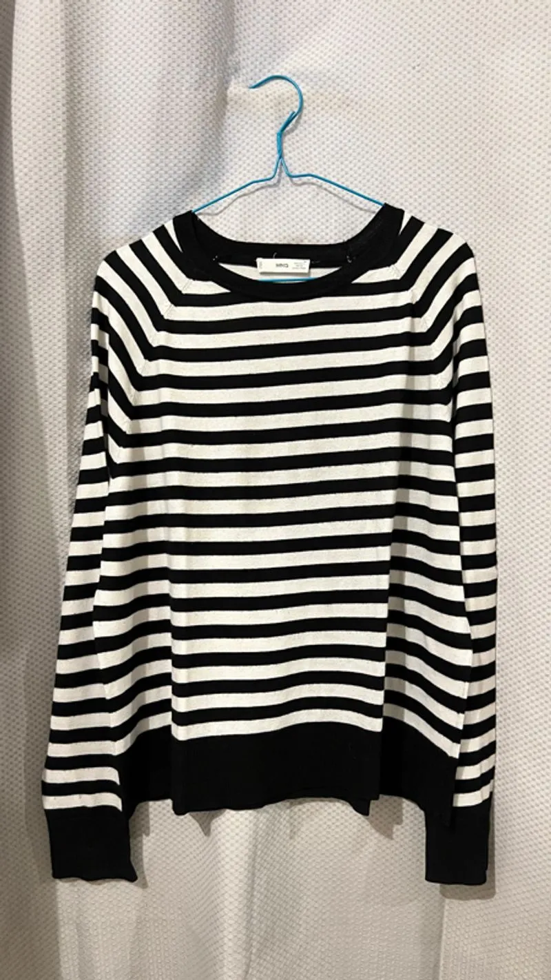 Mango Black & White Knit Sweater photo 1