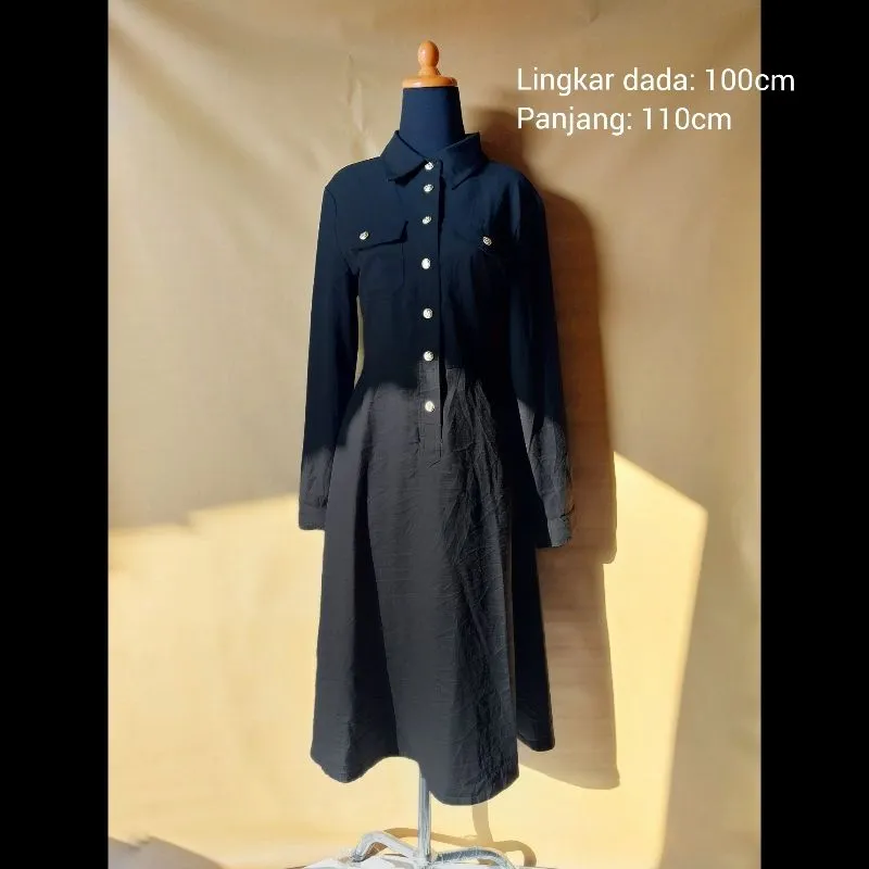 LONG BLACK DRESS VINTAGE KOREAN STYLE IMPORT photo 1