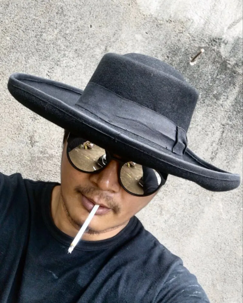 Vintage 90s BORSALINO Italiano Cowboy hat 56-57 otentik rare photo 1