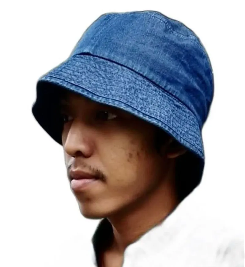 Y2K Vintage Bucket Hat EMERALD BLUE denim S fit 56-57 mulus photo 1