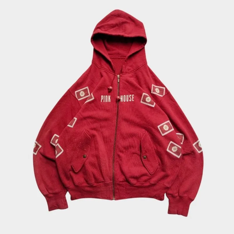 Vintage pink house Karl Helmut flower patch hoodie photo 1