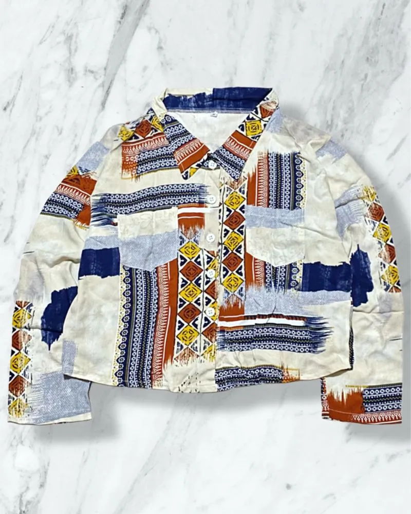 Kemeja Kancing Crop Batik (Kemeja Vintage Wanita) photo 1