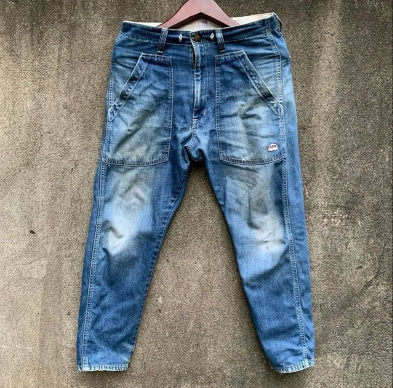 Vintage 90s Fatigue Jeans LEE crop 31-32 jahit rantai ripped photo 1