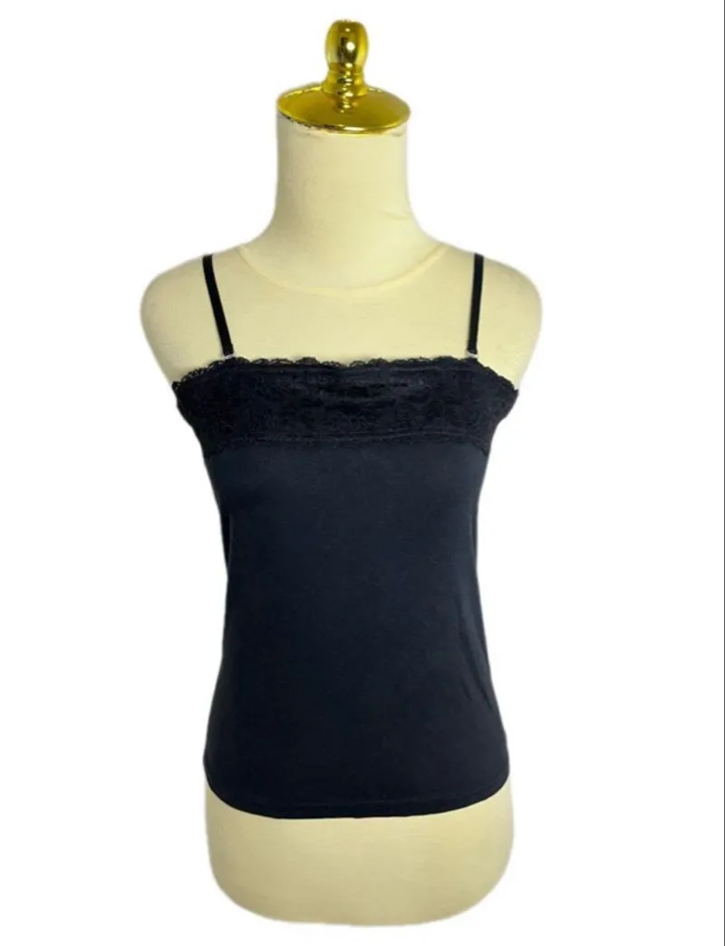 COLZA black lace tanktop spaghetti strap gothic tengtop photo 1