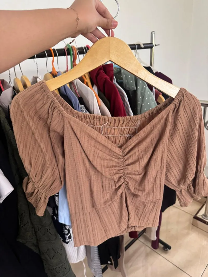 Streetwear Shirt Wanita tan brown photo 1