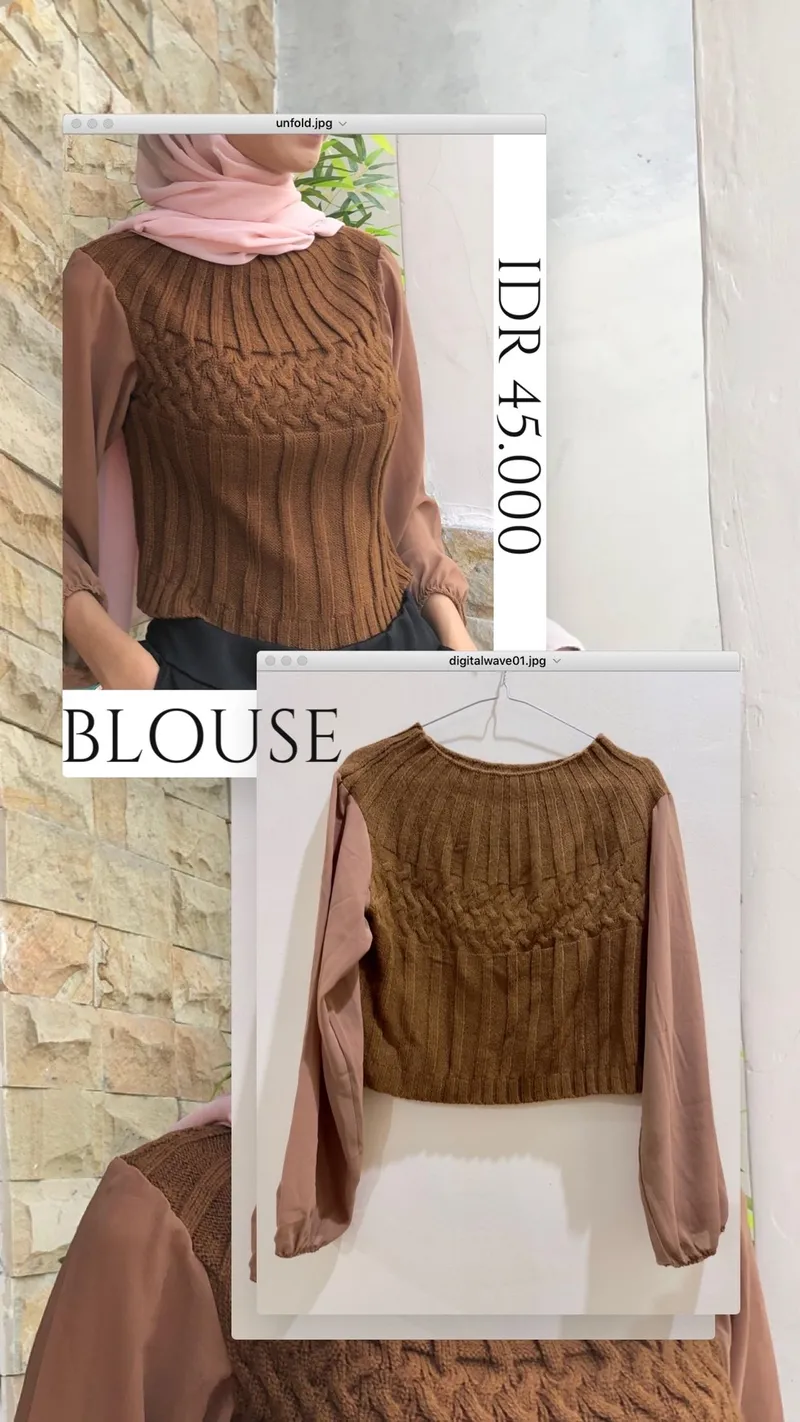 Casual Blouse Wanita brown photo 1