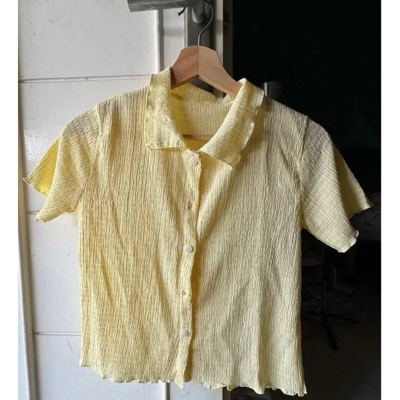 Lemonely Yellow Textura Tops photo 1