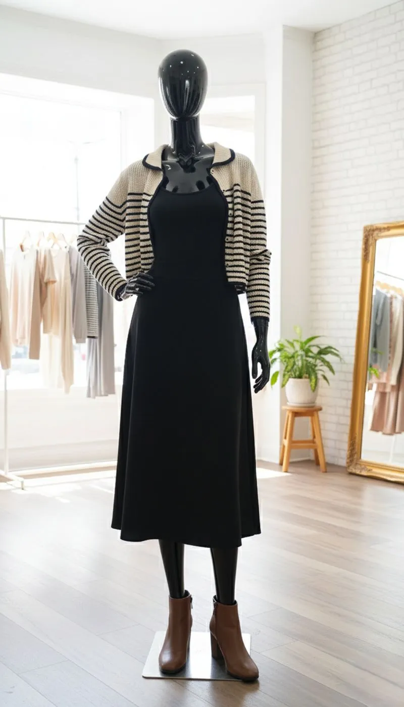 Cardigan Crop Salur Berkerah Wanita photo 1